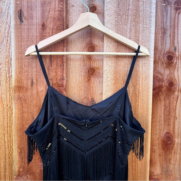 Black Sequin Fringe Flapper Mini Cocktail Dress 🌿 - Picture 5 of 10
